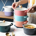 Nordic Style Creative Soup Bowl & Instant Noodle Bowl with Lid Ceramic Household Bowl