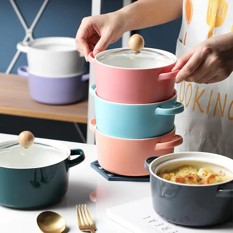 Nordic Style Creative Soup Bowl & Instant Noodle Bowl with Lid Ceramic Household Bowl