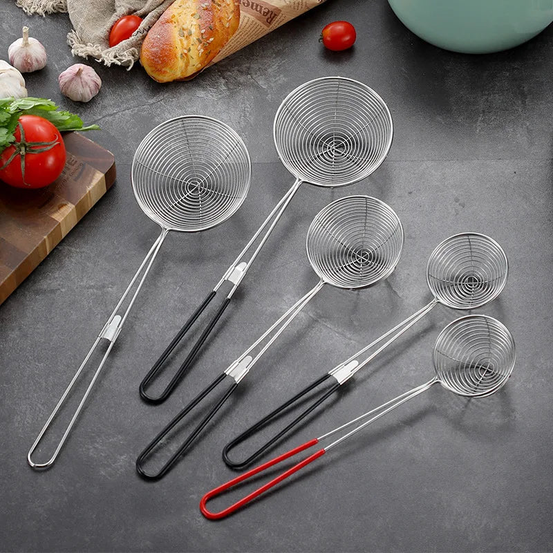 Stainless Steel Spider Strainer Skimmer Spoon Wire Fryer Ladle Long Handle for Deep Frying Noodle Dumpling Asian Cooking