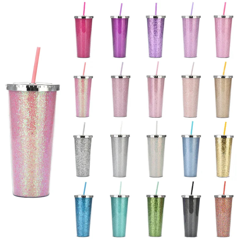 Wholesale 24oz Durian Mermaid Tumbler Custom Plastic Water Bottle Cup Lid Straw for Adults Colorful Diamond Glitter 700ml Travel