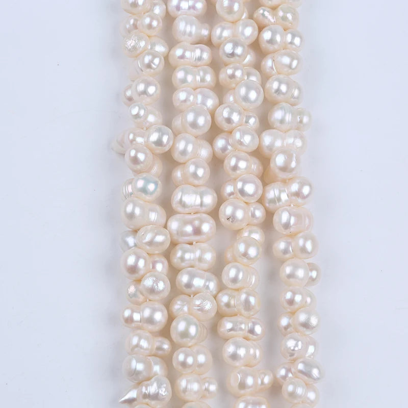 Zhuji Pearls 8-10mm Baroque Natural Freshwater Pearl Strand with Side Hole White Color for Jewelry Straps Chain