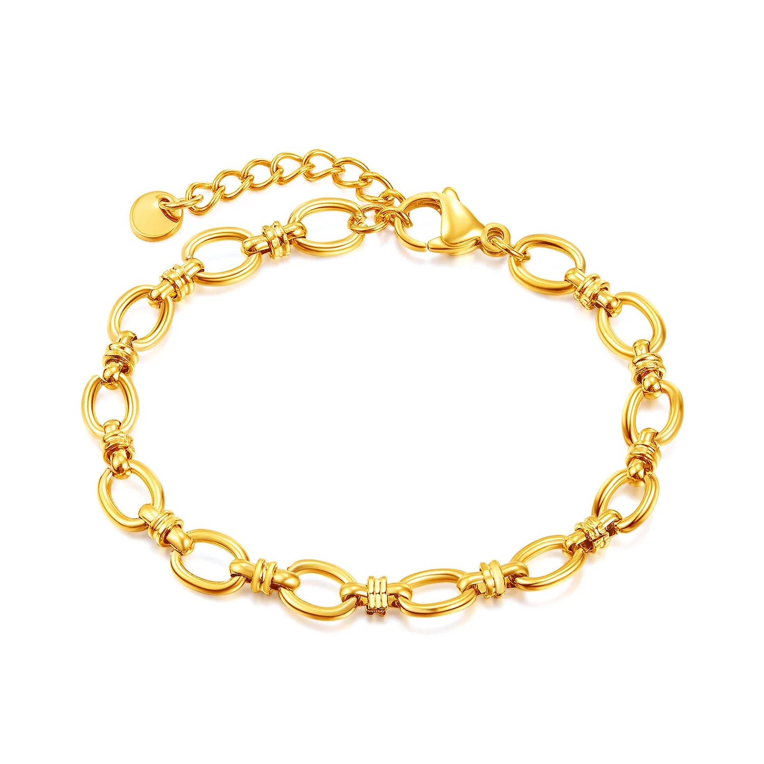 Trendy Ladies Gold Plated Stainless Steel Bracelet Non Tarnish Chunky Oval Link Cable Chain Bracelets for Women