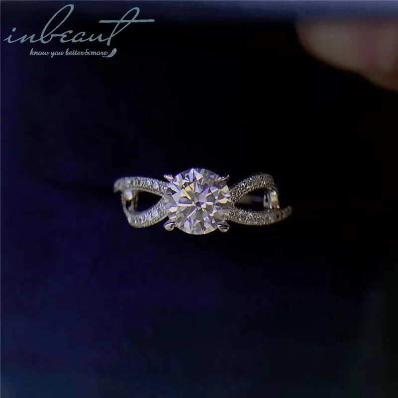 Silver 925 Original Brilliant Cut 1 Carat Diamond Test Past D Color Moissanite Forever Love Ring Women Wedding Gemstone Jewelry
