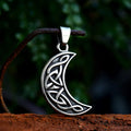 SS8-1014P New Fashion Design Stainless Steel Viking Celtics Knot Men's Pendant Moon Shape Necklace for Men Women Jewelry