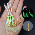 Wholesale 3/0~13/0 New Metal Small Sea Fishing Jigging Iron Fish Assist Hook Set Lure Plate With Bionic Luminous Feather Hook