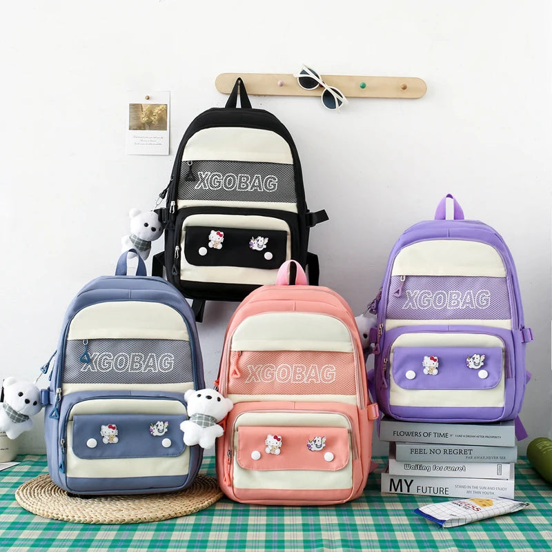 Wholesale  Large-capacity Travel Bags Backpack for Girls Custom Ant-theft Student 4 Pieces Sets Backpack