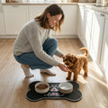 Cartoon Print Rubber Anti-Slip Dog Cat Bowl Food Mats Raised Edge Waterproof Pet Feeding Mat