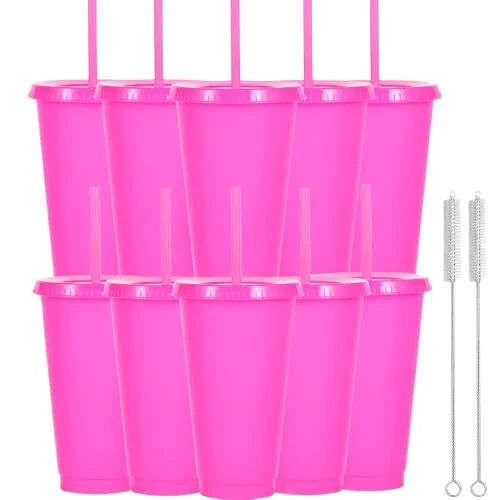 Kailiou 10-Pack Tumblers Lids Straws 24-27oz Reusable Plastic Cups for Smoothies Coffee Party Travel Mix Colors MegaBDM