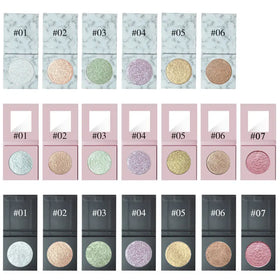 Private Label Pressed Powder 6 Color Highlighter Face Body Face Shimmer Illuminating Makeup Highlighter Palette for Dark Skin