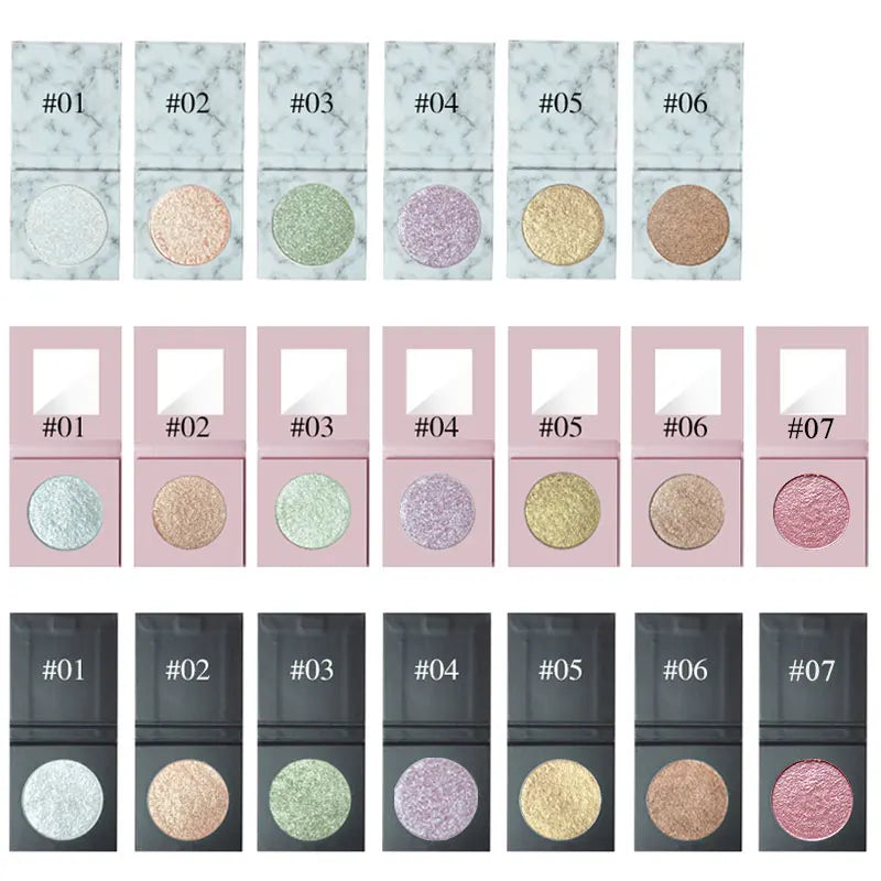 Private Label Pressed Powder 6 Color Highlighter Face Body Face Shimmer Illuminating Makeup Highlighter Palette for Dark Skin