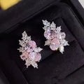 Hot Selling Factory New Pink Cubic Zirconia Earrings for Women Wedding Silver Plating Fashion Party Jewelry Stud Earrings