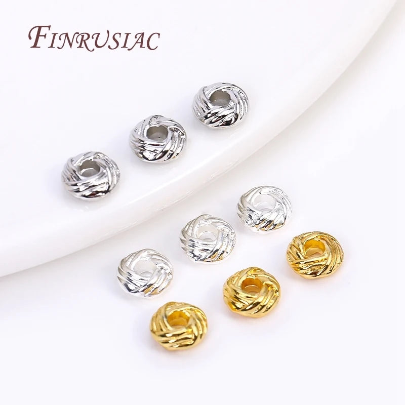 18K Real Gold Plated Metal Spacer Beads DIY Wholesale Jewelry Making Findings Beading Accessories