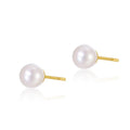 4-4.5mm 925 Sterling Silver Simple Round Natural Genuine Freshwater Pearl Stud Earrings
