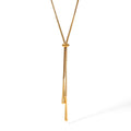 Stainless Steel 18K PVD Plating Long Tripod Box Chain Lariat Charms Pendant Collarbone Necklace for Women