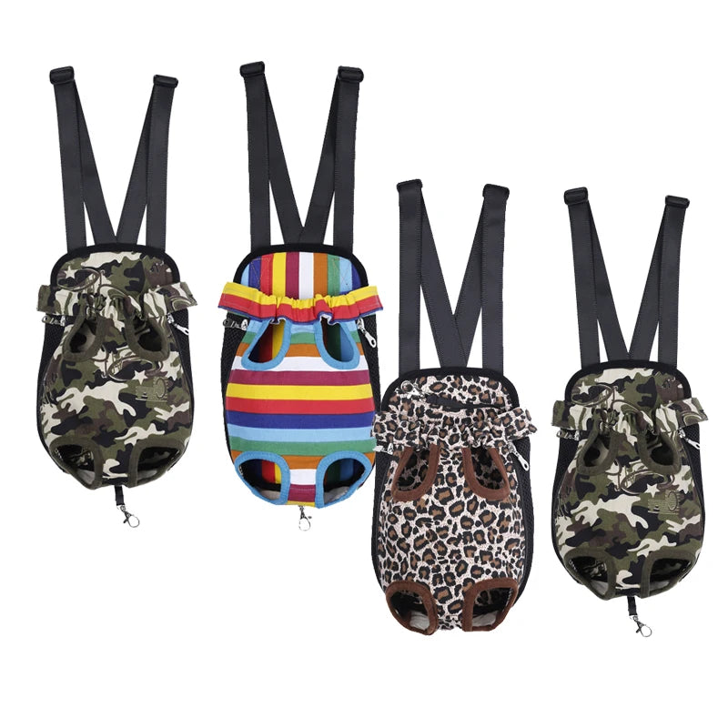 Designer Canvas Mesh Denim Animal Pattern Pet Carrier Double-Shoulder Washable Safety Travel Bag for Small Dogs and Cats