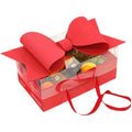 Custom Luxury Folding Portable Flower Box with Large Bow and Art Paper Offset Printed Gift Box with Handle