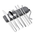 Wholesales Hot Sale Portable Travel Utensil Camping Cutlery Set Stainless Steel Flatware Set with Case