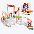 Montessori Children's Wooden Marble Roller Coaster Beads Tracking Game Educational Creative Building Block Track Toys for Kids
