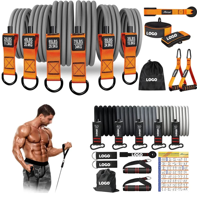 Custom Grey 300 LBS Resistance Bands Set for Men Muscle Building