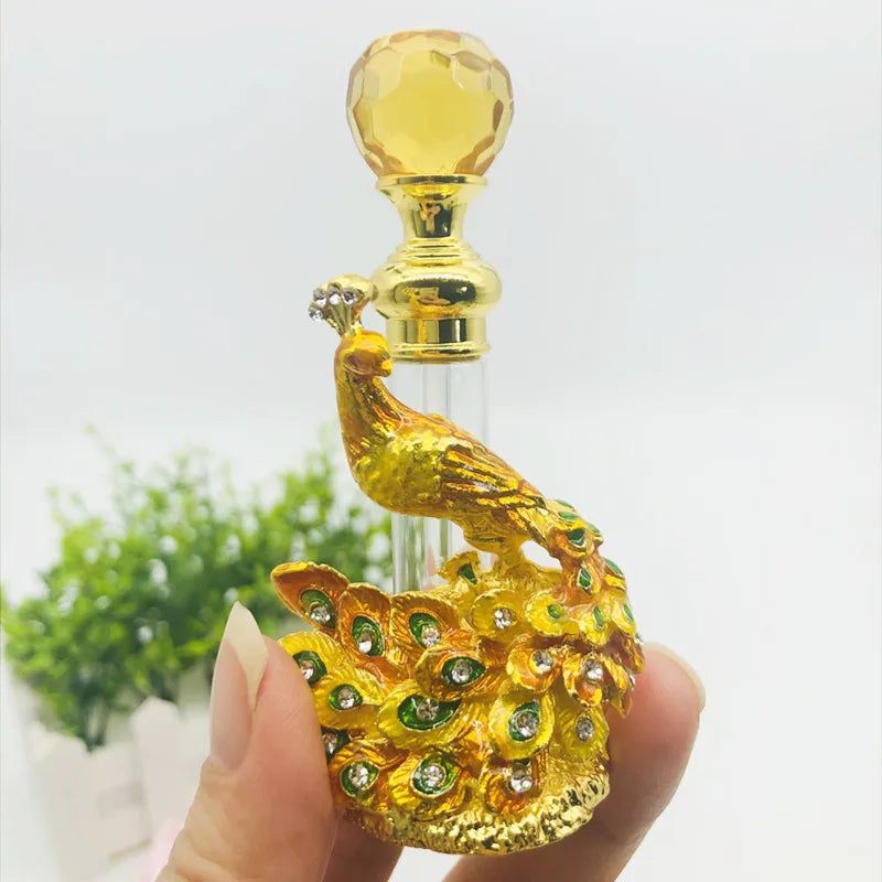 Fashion Design 4ml Green Purple Yellow Small Enamel Exquisite Peacock Fancy Stick Glass Perfume Bottles