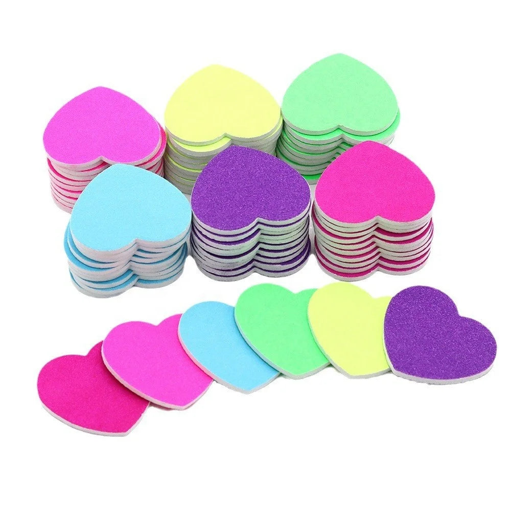 Wholesale Mini pink Heart Sandpaper Nail File Manicure Buffer Double-side Nail File Supplier