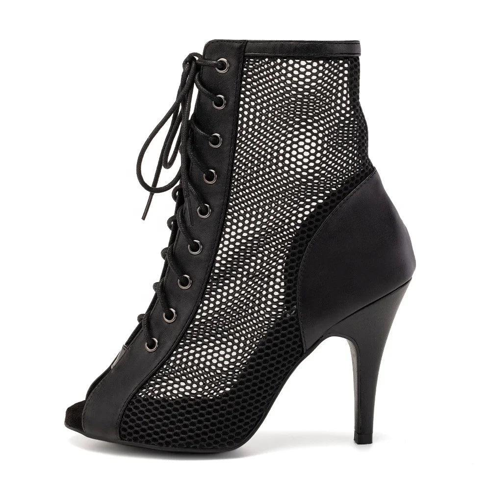 L503 Super Fiber Mesh High Heel Women Ballroom Latin Dance Shoes