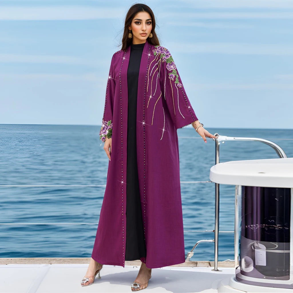Modest Muslim Moroccan Jalabiya Dubai Arab Ethnic Floral Long Dress Loose Casual Islamic Women Clothing