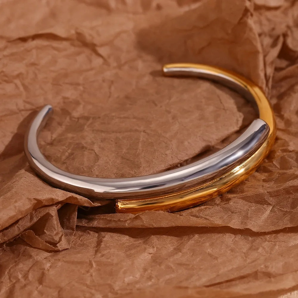 Non Tarnish Stainless Steel Gold Plated Montage Polish Simple Bangle