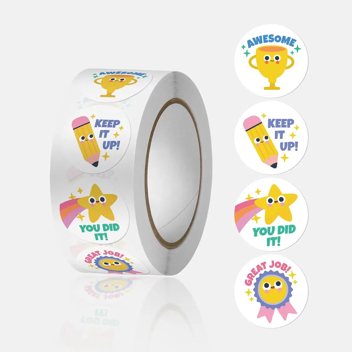 500PCS/Roll Wholesale Specialized Manufacturers Wholesale Cylinder Roll Children's Toy Stickers for Children Encourage Reward