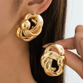 Kaimei 2025 Earring Fashion Jewelry Trendy Fashion Metal Stud Earrings Exaggerated Geometric Brass Hammered Earrings for Women