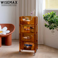 WISEMAX FURNITURE Modern Nordic Apartment Transparent Plastic Side Cabinet Storage Shelf Kitchen Mini 3 Tiers Trolley Cart
