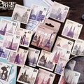 46pcs Per Pack World Travel Mini Boxed Stickers Vintage Scrapbook Diary Sticker Notebook DIY Label  Card Decor