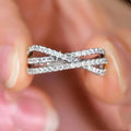 CAOSHI New Arrival Fashion Cross Over Design White Cubic Zircon Rings Women Jewelry Imitated Rhodium Plated Finger Rings