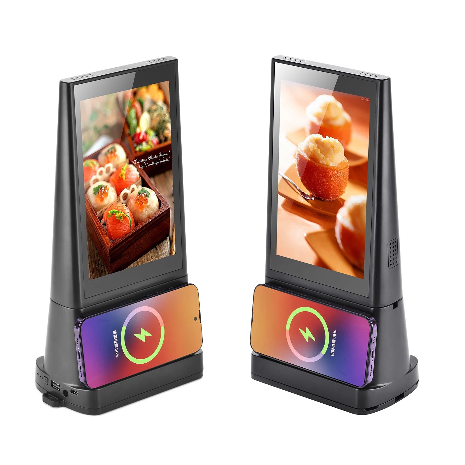 FYD-06 Newest Wireless Charging Digital Menu Display Dual Sides 8 Inch Screen Advertising Media Player Table Advertising Display