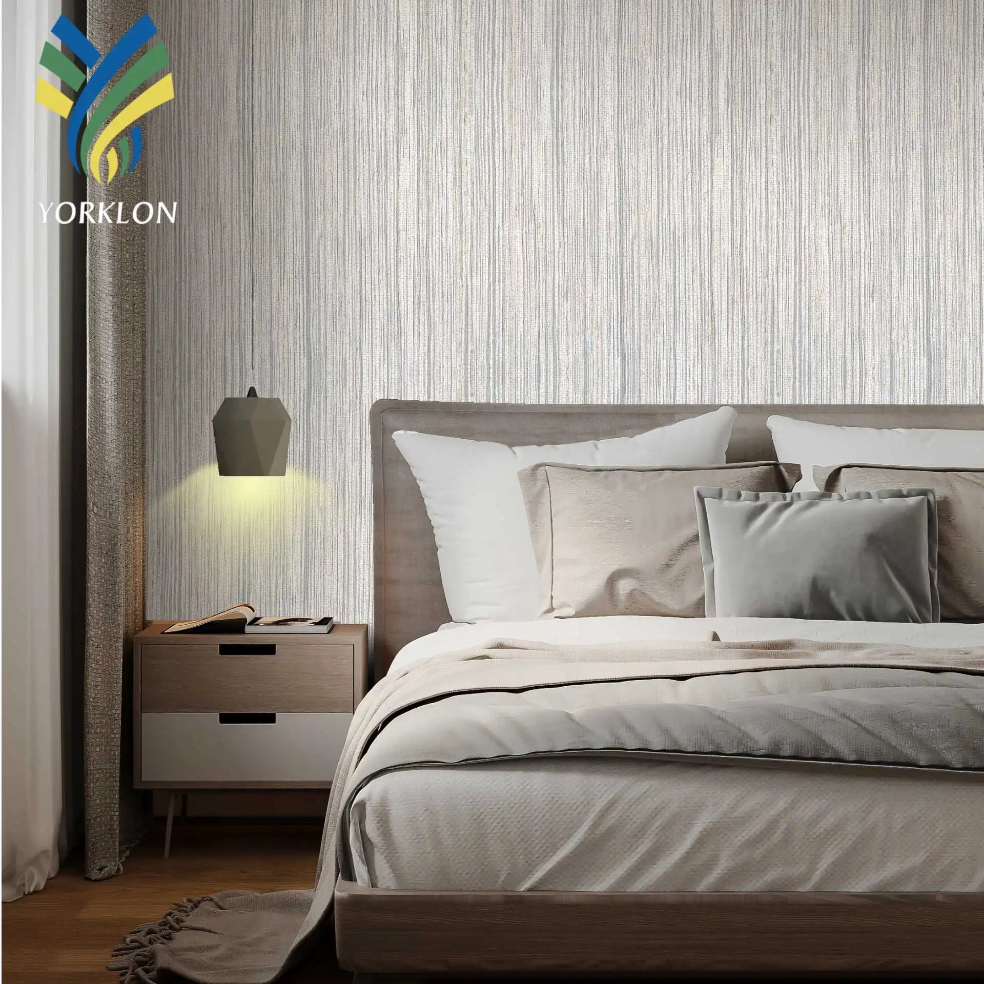Luxury Modern Textured Wallpaper PVC Fabric Natural Vinyl Grasscloth Contract Wallcovering for Hotel Office Room Wall Decorative