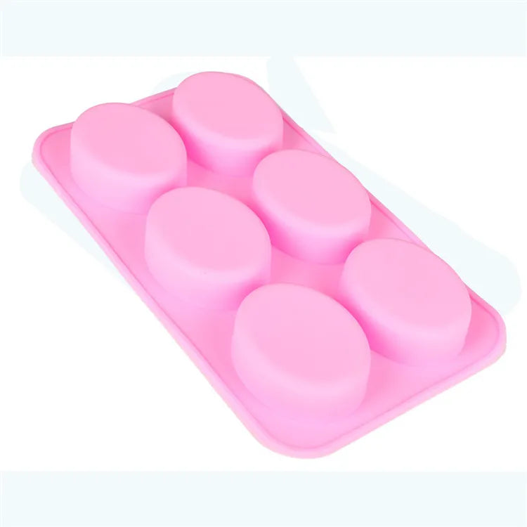 Wholesale Hot Sale Food Grade Heat-Resistance 6 Cavity New Pattern Oval Shape Silicone Soap Moulds Candle Mould Candy Mold