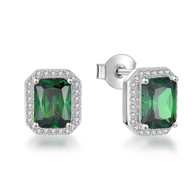 YH JEWELLERY Custom Emerald Stud Earrings 925 Sterling Silver Women's Green Zircon Jewelry Custom Designs for Women's Jewellery