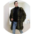 Custom Design Men Luxury Thick Silver Fox Fur Coat Wholesale Real Leather Colored Fur Coat