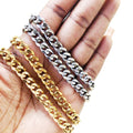 Stainless Steel Cuban Link Chain Necklaces 18k Gold Plated Silver Chains Jewelry Miami Cuban Chain Necklace