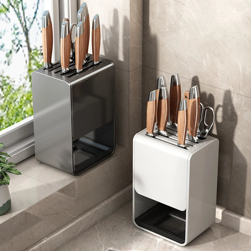 Wall-mounted Countertop Eco-Friendly Multifunction Five-Tier Kitchen Knife Storage Rack with Holder for Tools