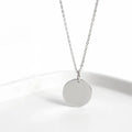 Rainbowking 925 Sterling Silver Necklace 15mm Round Card Pendant CHIC Personalized Female Round Piece Collarbone Chain Engraving