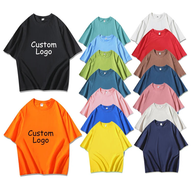 Custom Logo Business Advertising Office T-shirt Oversized Round Neck Sport Running Shirts Streetwear 100% Cotton T Shirt for Men