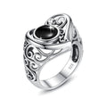 Bohemian Filigree Silver 925 Rings Women Agate Gemstone Antique Plant Pattern Ring Jewelry Custom Wholesale