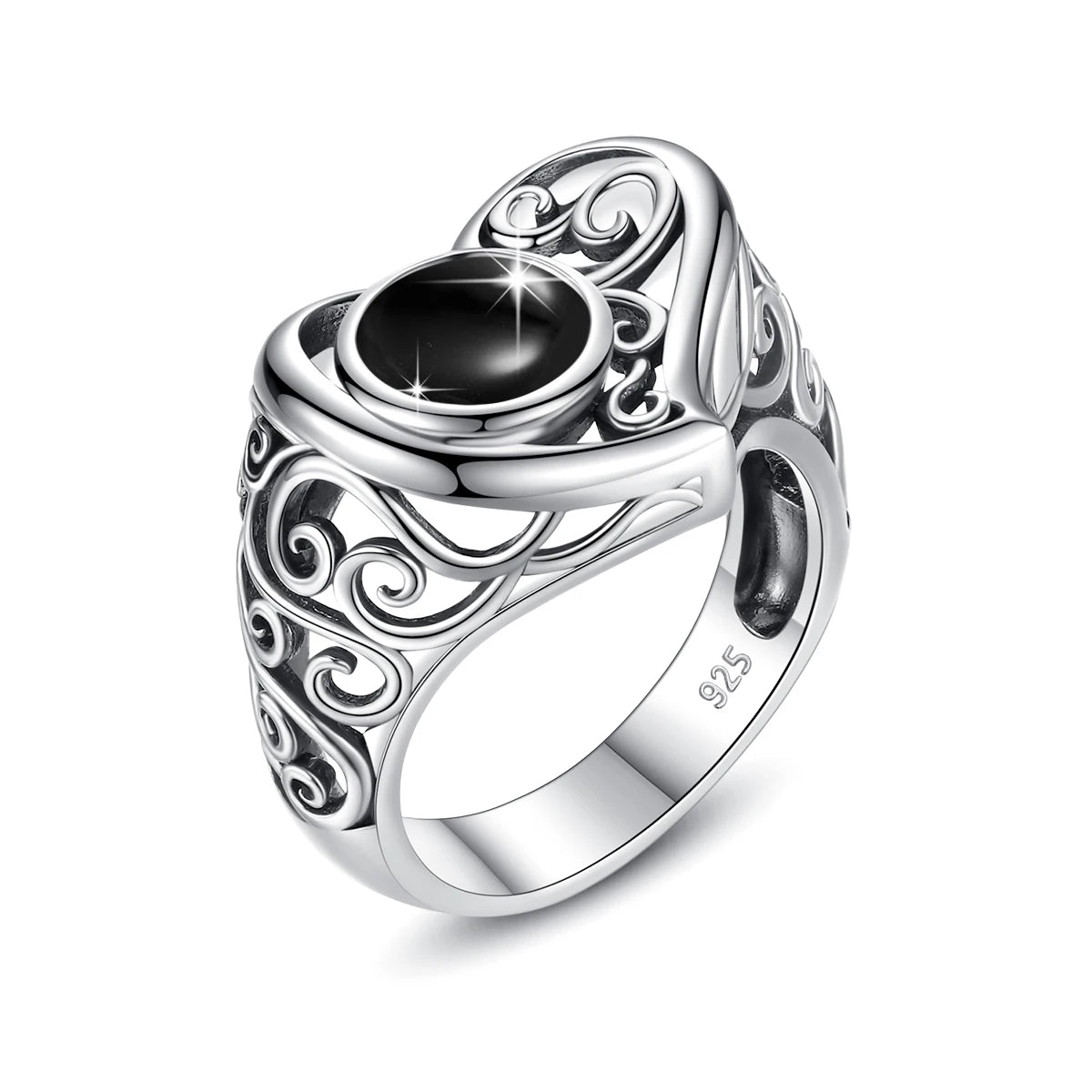 Bohemian Filigree Silver 925 Rings Women Agate Gemstone Antique Plant Pattern Ring Jewelry Custom Wholesale