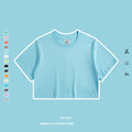 Wholesale Custom LOGO Cotton Sexy Casual Acid Wash Retro Embroidery Print Short Navel Cropped Crop Tops Women's Crop Top T-shirt
