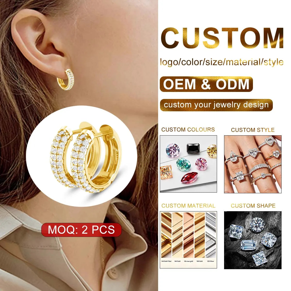 Luxury Jewelry 925 Sterling Silver Moissanite Diamond Hoop Earrings Woman Engagement Gift Earings Jewelry Women