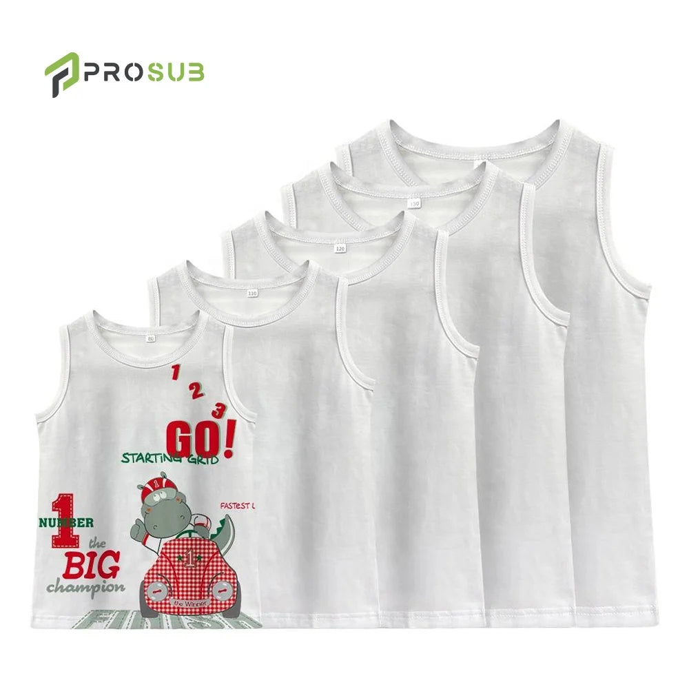 Prosub Wholesale Sublimated Singlet Tops Blank Custom Print Kids Sleeveless Polyester Shirts Vest Sublimation Tank Top