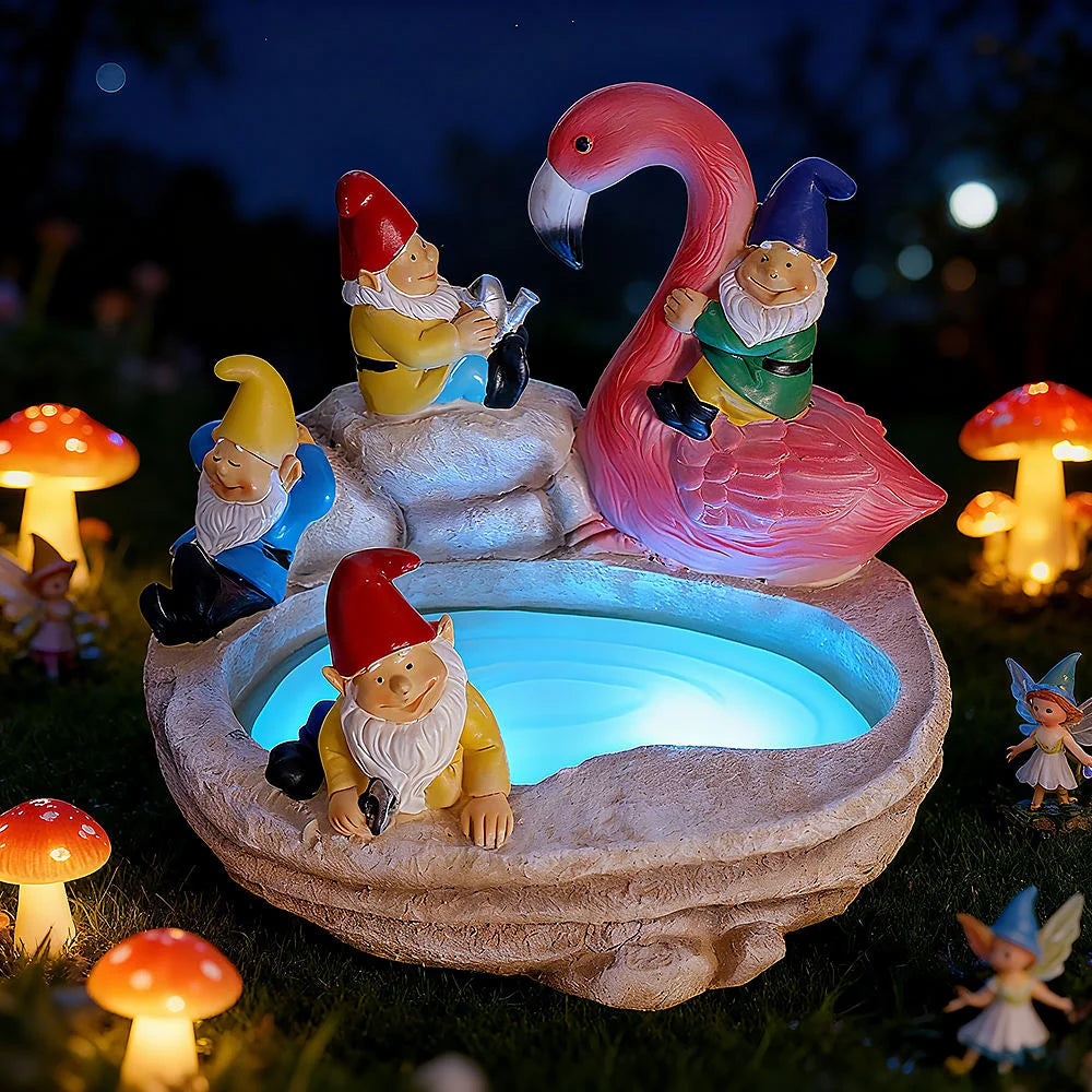 Colorful Hand-painted Gnome Flamingo Resin Statue Multi-Figure Artistic Design Fashion Home Garden Decorative Gifts Souvenirs