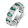 Wholesale Fashion Europe & US Style S925 Silver Lab Grown Emerald Square Shape Wedding Ring Personalized Design Niche Jewelry