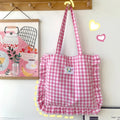 Fashion Ruffle Cute Ladies Shoulder Bag Sweet Plaid Women's Handbag Simple Casual Travel Female Armpit Shopping Bags Tote Purse